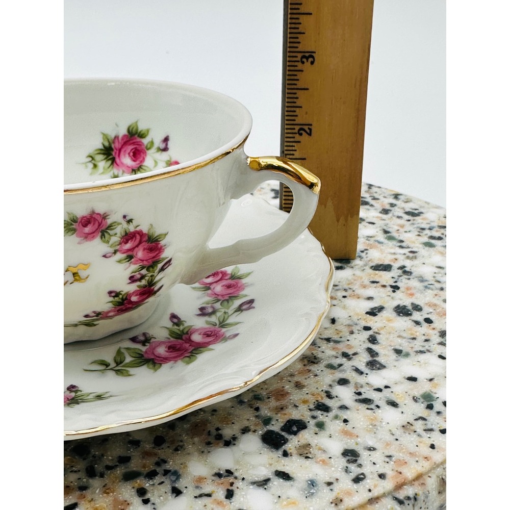 Norcrest Fine China Mother Teacup and Saucer Set Pink Roses Gold Trim - Picture 3 of 6